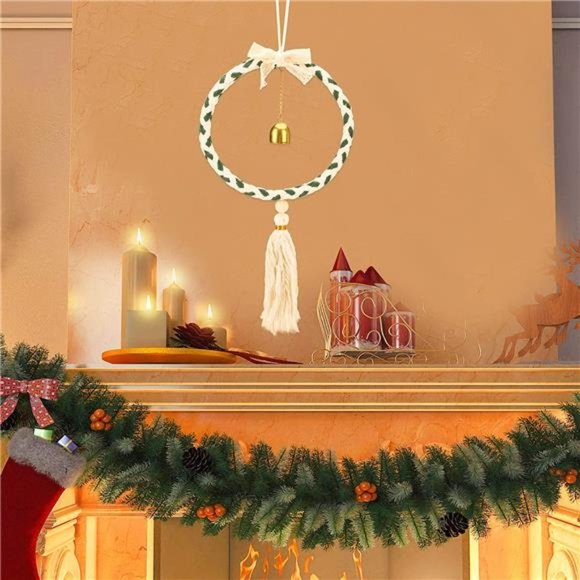 QUUREN Wall Hanging Boho Wall Decor with Bell and Tassel Home Woven Art